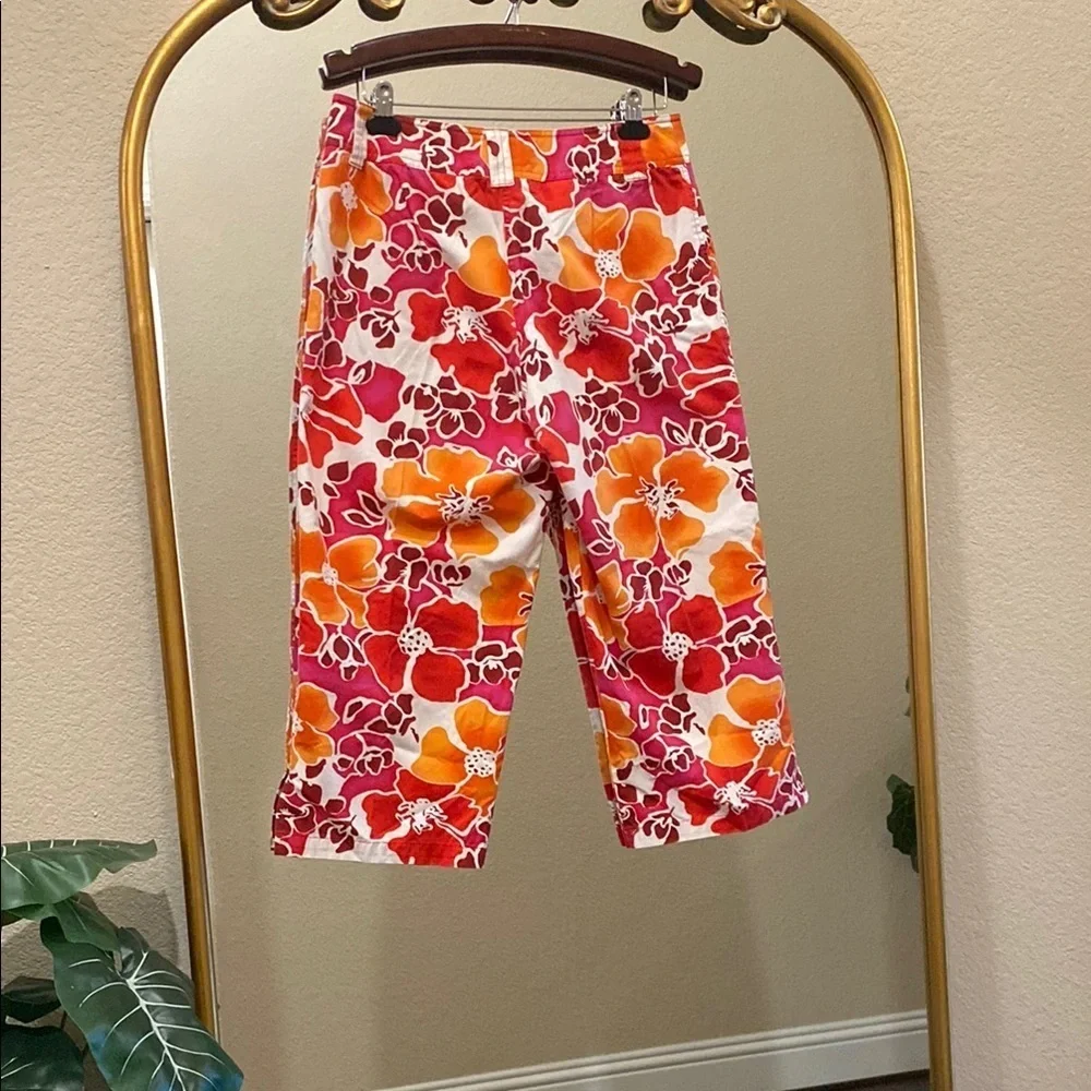 New York & Conpany Vibrant Floral Cropped Pants Size 12 - Picture 4 of 6